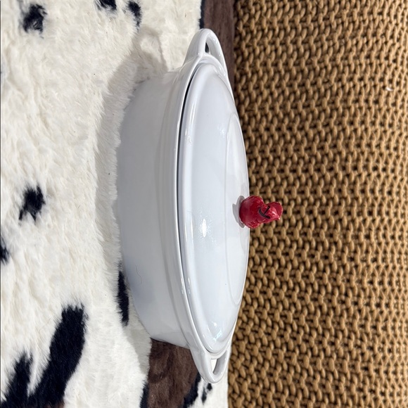 Other - White Casserole Dish with Red Handle